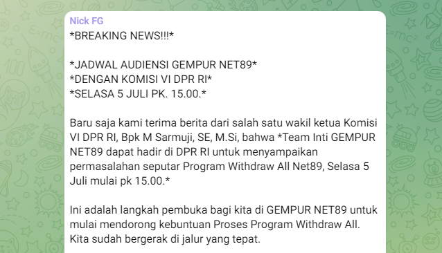 Member Net89 Berharap DPR Bisa Membantu Carikan Solusi