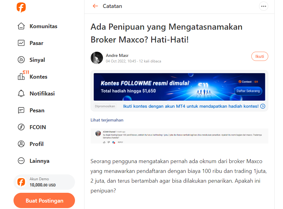 Waspada! Terdapat Dugaan Penipuan Investasi yang Mengatakan Broker Maxco Futures