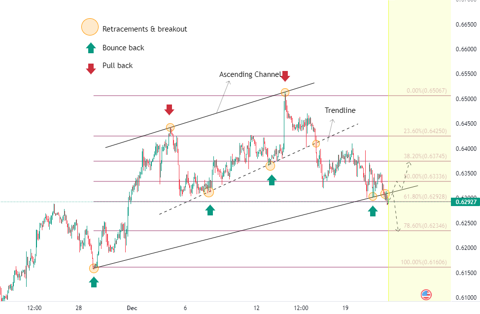 There is an analysis of the NZDUSD H1 chart