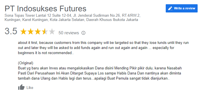Dana Amblas Akibat Trading di Indosukses Futures