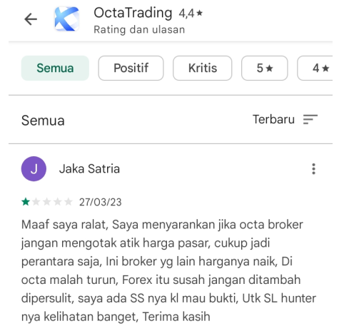 OctaFX Terbukti Memainkan Harga Pasar?!