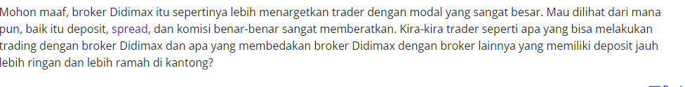 Broker Didimax Tidak Cocok untuk Trader Pemula