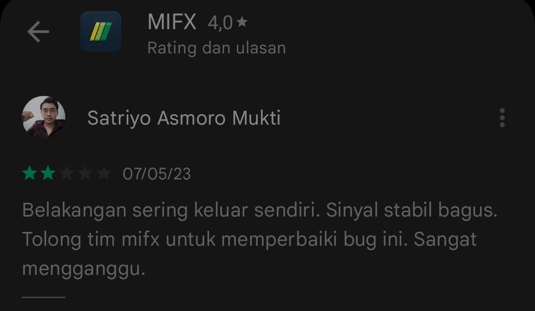 Belakang App MIFX Sering Error, Kenapa?