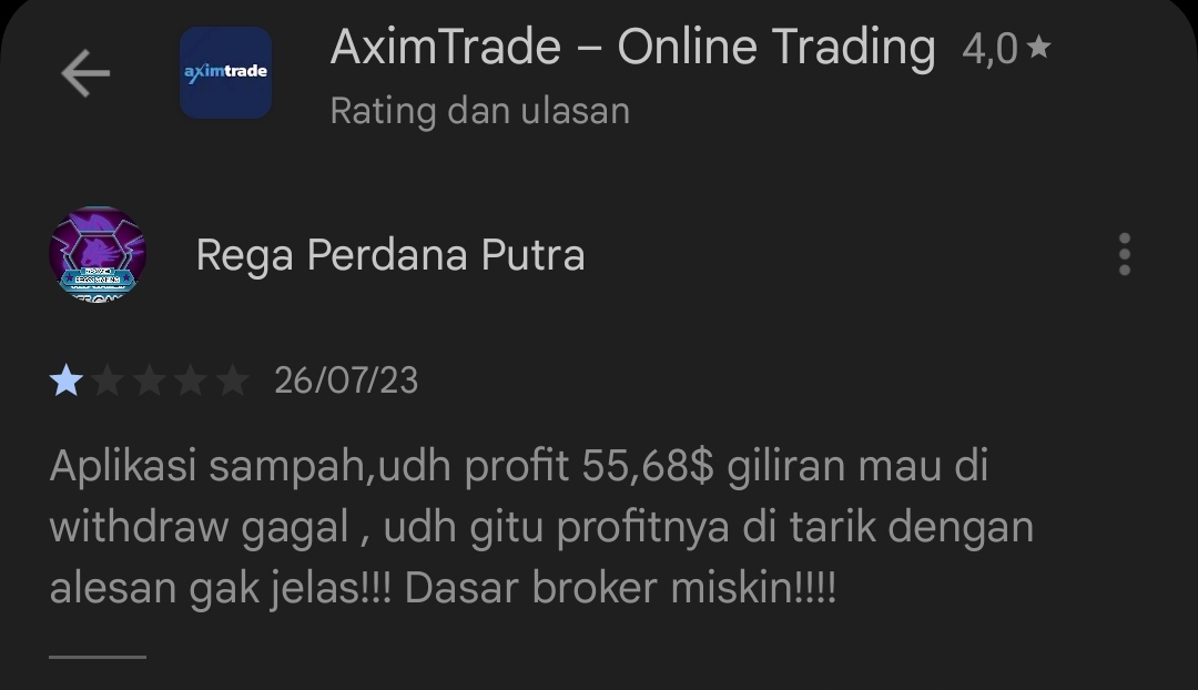 Kekesalan Pengguna di Broker AximTrade Terkait Masalah Penarikan Dana