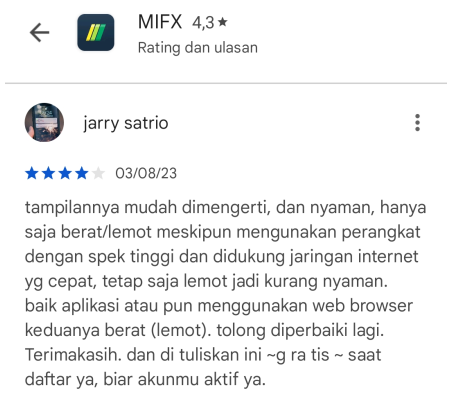 App MIFX Perlu Diperbaiki Lagi