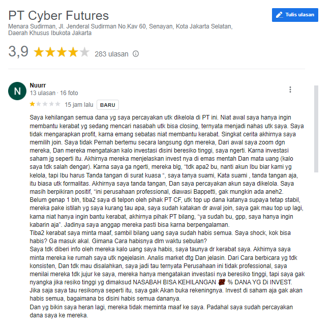Ketidaktransparanan Broker Cyber Futures