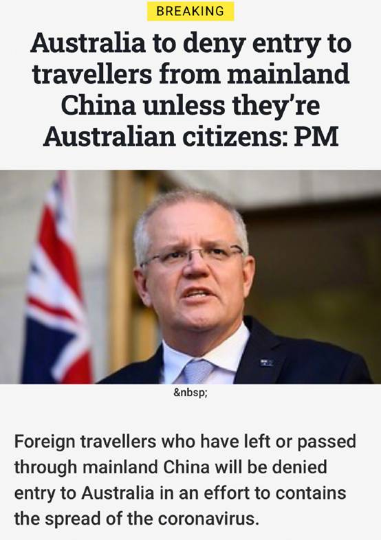 最新消息：澳大利亚发布旅行禁令 网友：今天下午刚到直接遣返了……