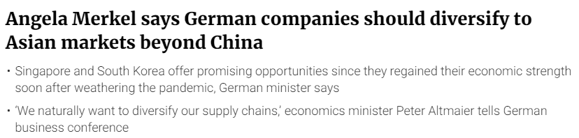 Bà Merkel kêu gọi các công ty Đức đa dạng hóa thị trường châu Á, tránh phụ thuộc vào Trung Quốc