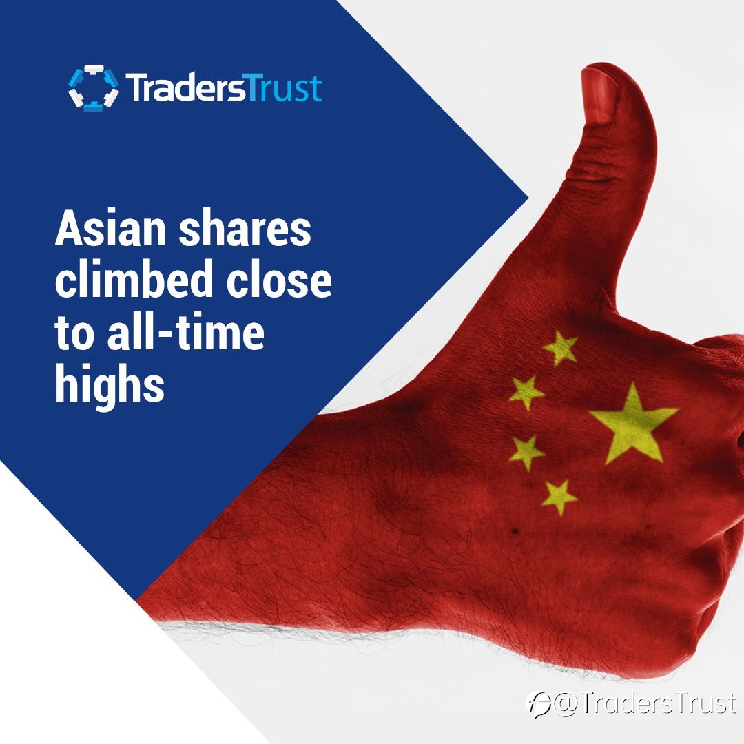 Asian shares climbed close to all-time highs