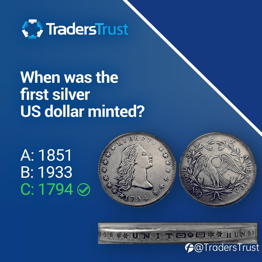 When was the first silver US dollar mined?