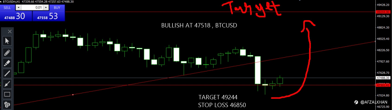 BTC/USD , Bullish till target 49244