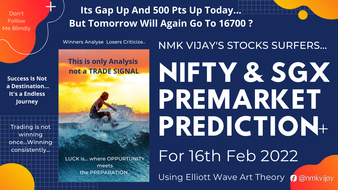 Nifty & SGX Premarket Prediction For 16-02-2022 | Started Impulse Or Will Reach Again To 16700 ?| EW