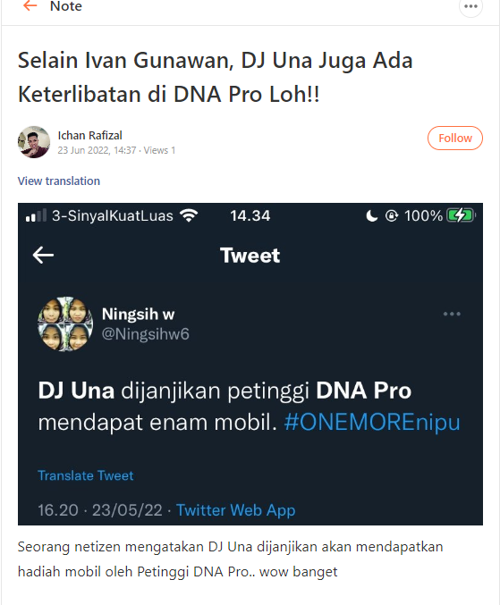 DJ Una Kembali Diperiksa Bareskrim Soal Kasus DNA Pro, Ada Apa Sebenarnya?