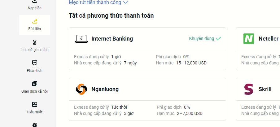[CHI TIẾT] 5 cách nạp rút tiền sàn Exness tại Việt Nam đơn giản