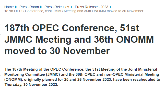 行业动态 | OPEC 无预警推迟会议，油价短线涨跌