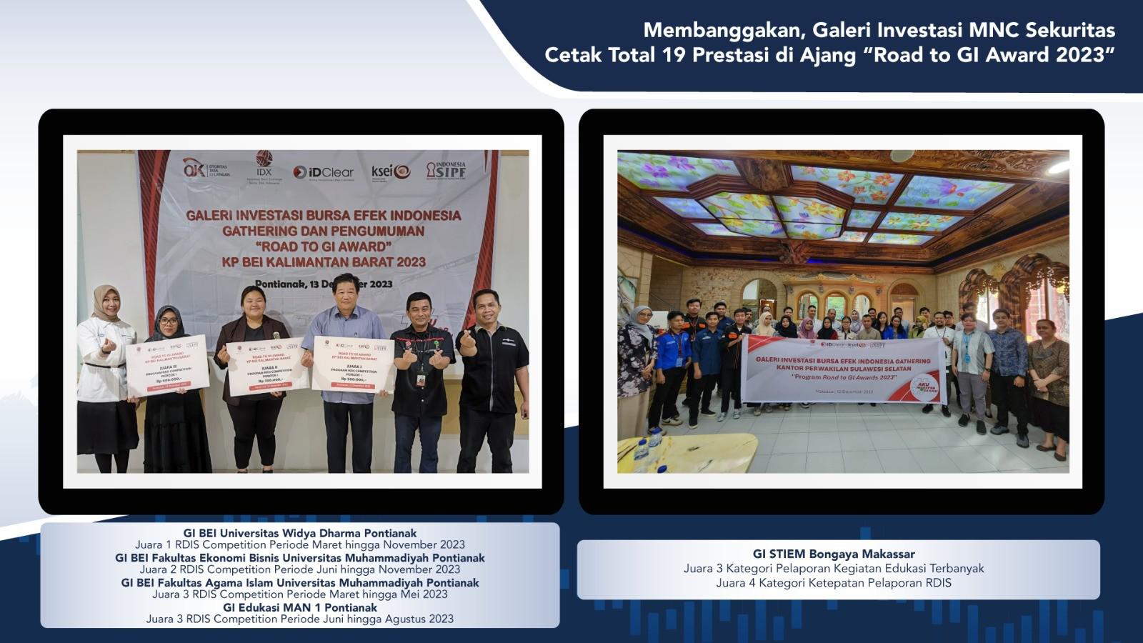 Galeri Investasi MNC Sekuritas Boyong 19 Penghargaan Ajang Road to GI Award 2023