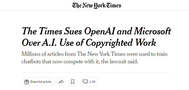 行业动态 | 苹果成功暂停禁令，纽约时报起诉微软 OpenAI
