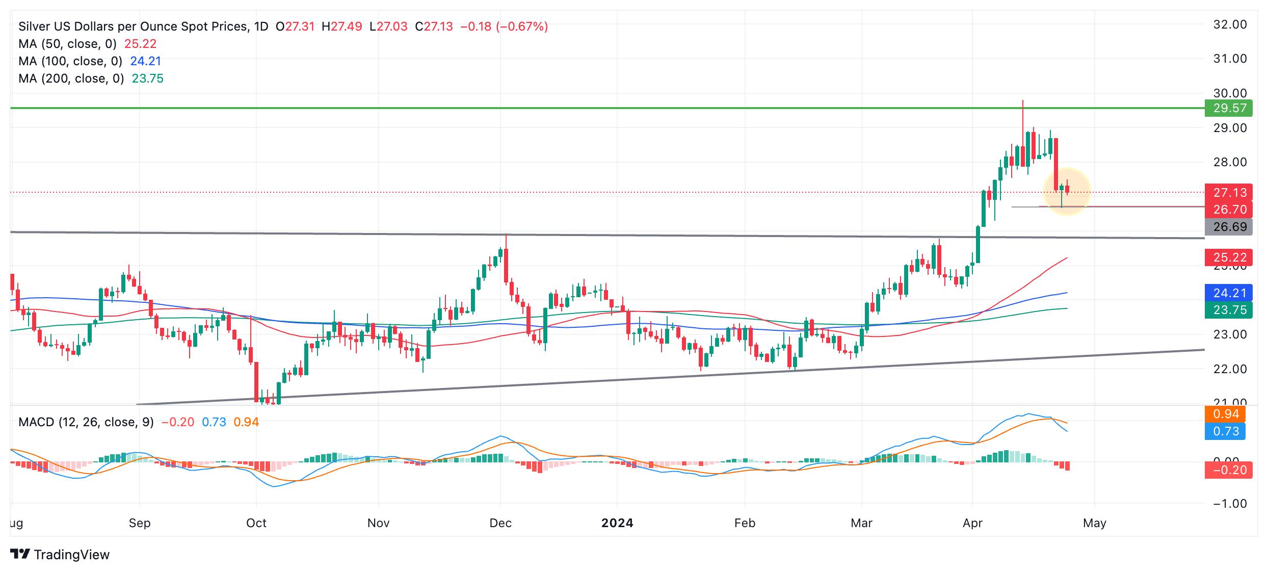 Silver Price Analysis: Silver price finds floor but is still at risk of more weakness