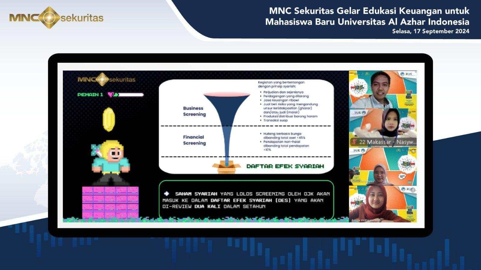 MNC Sekuritas Gelar Edukasi Keuangan Buat Maba Universitas Al-Azhar